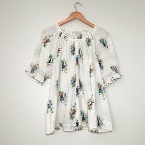 Madewell Smocked Button Down Blouse